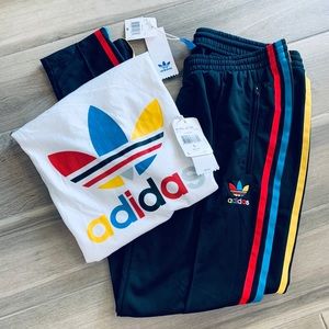 NWT Adidas track pants (M) & Bf T-Shirt (L)